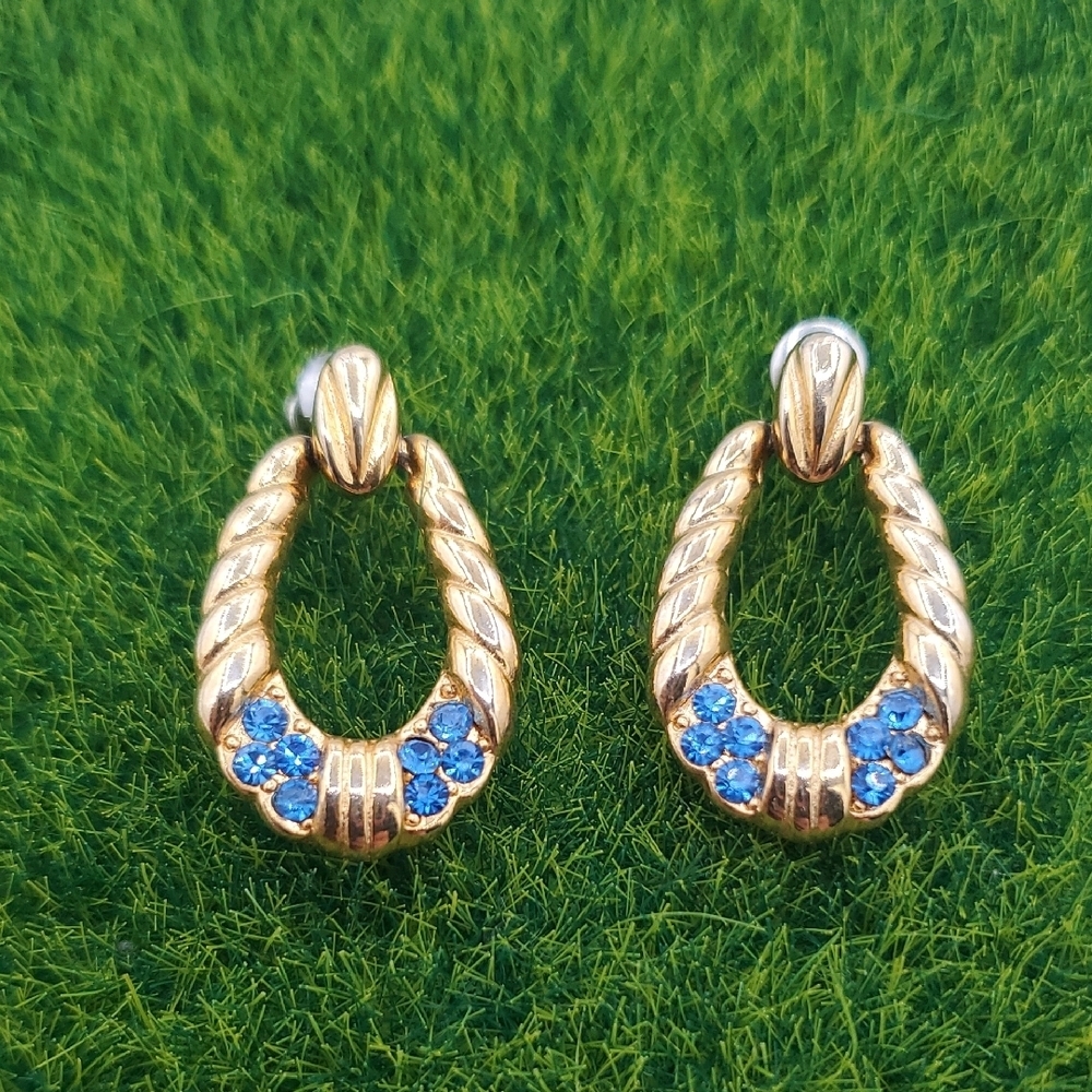 Blue Crystal Estate Hoops E1029